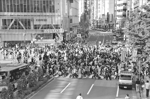 Most busy crossroad in Shibuya, Tokyo.