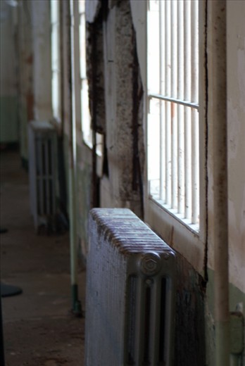 how the prison is falling apart due to the salt damp on the walls