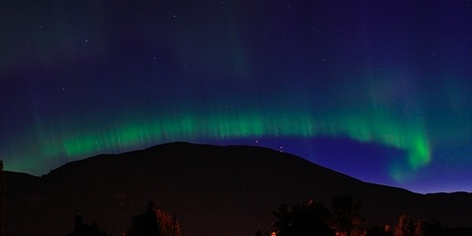 Northern Lights encircling Elephant Mountain. Nelson, BC.