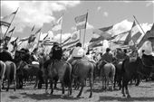 Hero's flags and uruguayan flags are everywhere on the top of the hill. We are all waiting for the national anthem to start.: by morokii, Views[696]