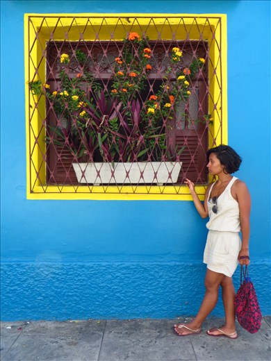 Blue! My sister was drawn in by the vibrant blue color of this house.