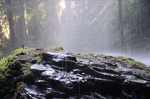 On this hike many people walk very quickly through the waterfall few stand in it