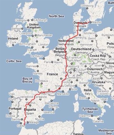 The route from last time (South to North in 2010)
