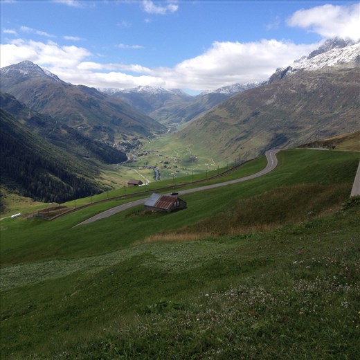 The next couple of hours in one frame - across the valley and up Furkapass. Taken on the descent from Oberalpass