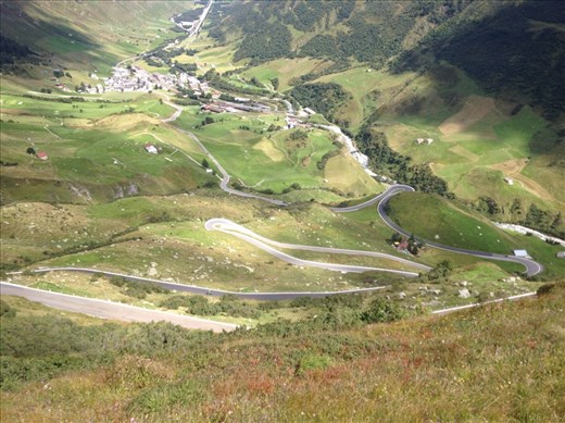 Switchbacks up Furkapass. This piece of road was apparently used in Goldfinger 