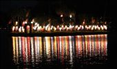 Lanterns and their reflections shimmering in lake water at Kandy, Sri lanka: by mthakoor, Views[933]