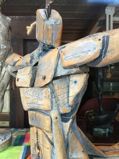 In antique shop window