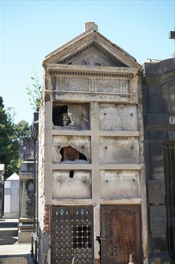 Real estate in the cemetary's is just like in the city.  When a family stops paying taxes on their plot, it is no longer maintained and often falls into disrepair.