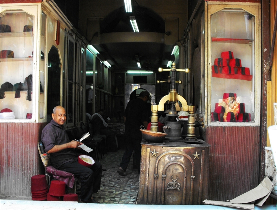 A Fez-hat workshop in Cairo. 