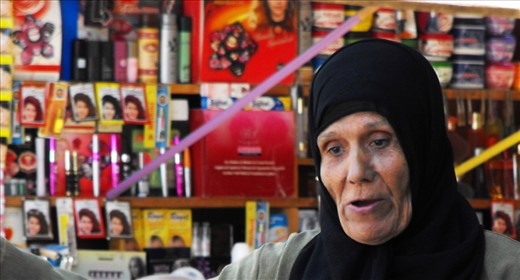 Old grandma was standing in front of a cosmetic shop, in a street market in Suez, Egypt. She was talking with some younger woman and in some moment she told the girl 