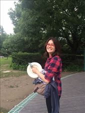 We walked through the park that Jeanette's mom grew up near called Zhongshan Park.  We saw a bunch of old guys flying kites and one of them even let us try!  The kites were so high up there were hardly a speck in the sky!: by mwollak, Views[239]