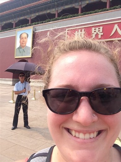 Mao's portrait in Tiananmen Square, one of the gates to the Forbidden City, which was where the emperor lived and conducted business.  