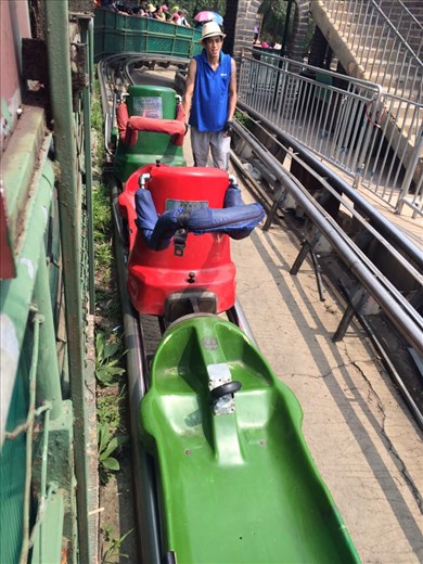 I took the sliding car down the mountain (and ended up on the wrong side) but the view was great, even if the safety standards weren't!