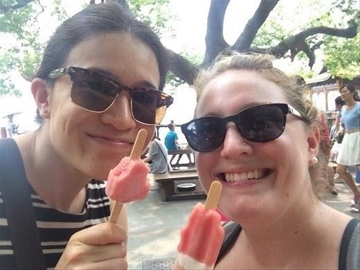Cooling down at West Lake in Hangzhou with some watermelon popsickles.
