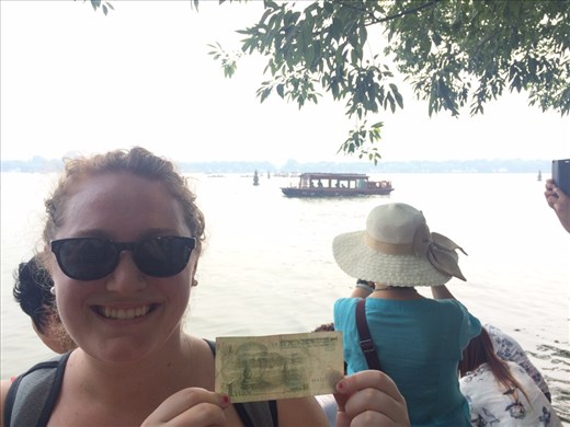 3 pools mirroring the moon (the image on the 1 RMB note)