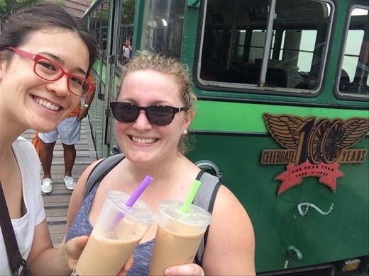 We took the Peak Tram, the oldest funicular in Asia, up to Victoria Peak.  It is the highest point on Hong Kong island and gave us a beautiful view of the city and the surrounding islands. 