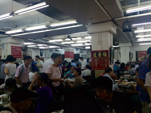 We went for dim sum in Hong Kong.  There was a restaraunt mentioned in the guide book but we gave up trying to find it and decided just to eat at the first place we saw cause we were starving.  We just happened to walk in to Lin Heung Tea House!  It's an 80 year old restuarant where the tea is poured from giant brass kettles and the tables are shared, giving a feeling of community even for first timers like us!
