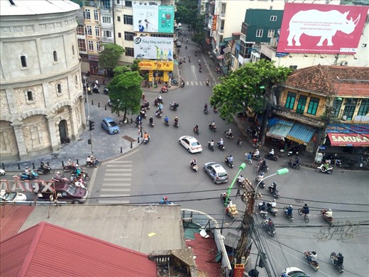 The hectic streets below