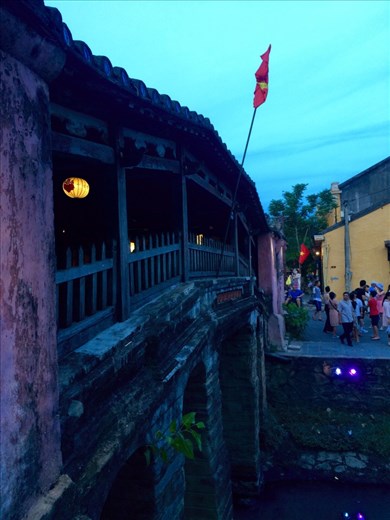 The old Japanese covered bridge in the ancient city