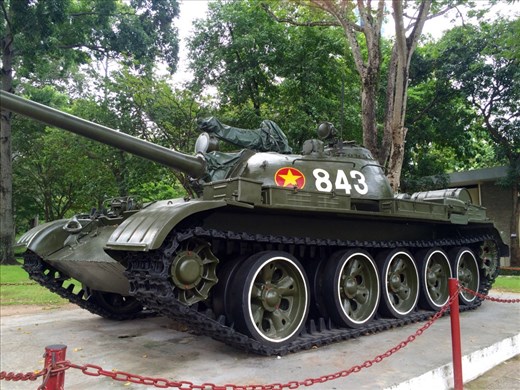 A replica of the tank that bulldozed the gates of the Reunifcation Palace, signaling the fall of Saigon and the end of the Vietnam war. 