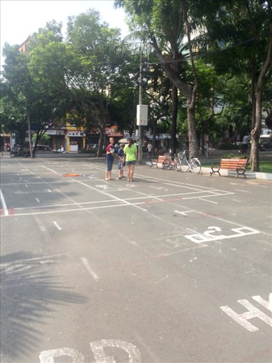We played badminton with some Vietnamese kids in the park!