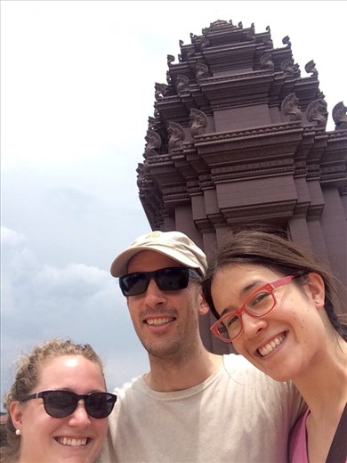 Independance Memorial was built after the fall of the French in 1953 at the end of the first Indochina war.  It was destroyed during the reign of the Khmer Rouge and rebuilt later.  
