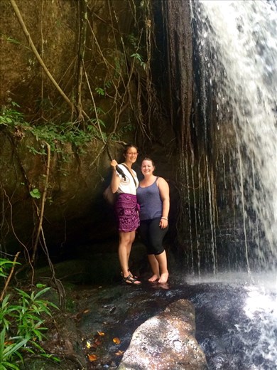 Playing in waterfalls in the Cambodian jungle