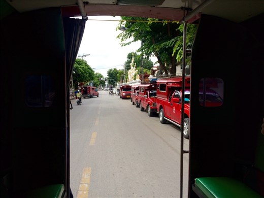 The red trucks act as shared taxis and are everywhere in Chiang Mai!