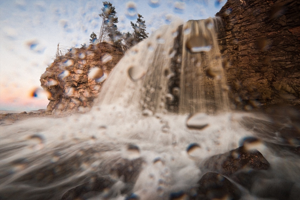 Waterfall, Margretsville Nova Scotia. Transition from river to bay of fundy