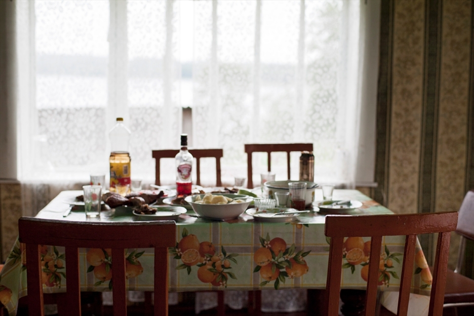 Everyone is getting a break after a long celebration lunch.