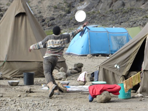 Frank learning to play frisbee at Moir Huts Camp!