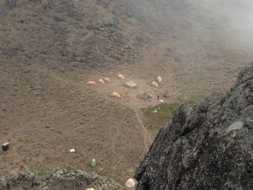 On top of Lava Tower looking down at our camp!! I cannot believe I did this ... now to get down!