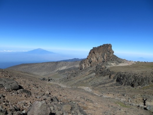 Looking back at Lava Tower on our way to Arrow Glacier Camp.