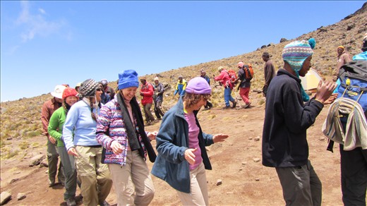 Singing and Dancing with the SENE crew at Arrow Glacier Camp!