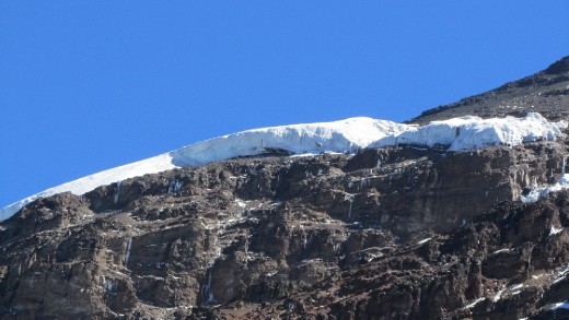 Our first glimpse of the ice fields at the top of Kilimanjaro!