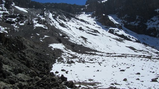 Our afternoon hike up the Western Breach ... get a look at in day light what we will be doing in the dark by headlamps early tomorrow morning!