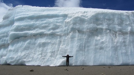 I didn't have the energy to walk over to the ice fields (I'm happy I could get behind a rock to pee!). Matt, on the other hand, trotted right on over there! Gives a good perception of how large the ice fields are!