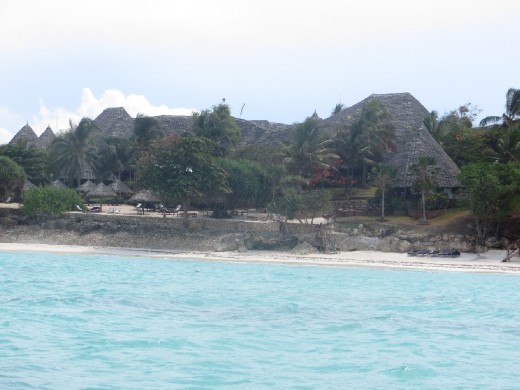 View of the Ras Nungwi Resort from the Dive Boat.
