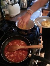 Add the tomato juice in the pan and put the pasta in the boiling water: by mysha, Views[273]