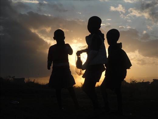 Children having fun at evening
