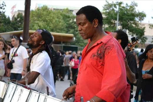 Musicians on South Embankment, London. 