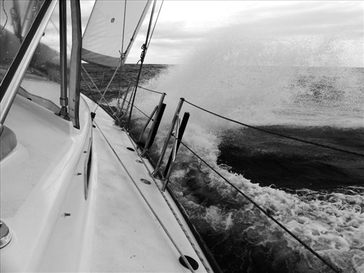 Slam, bash, the wind on the nose, as we crash our way windward, Thailand bound.