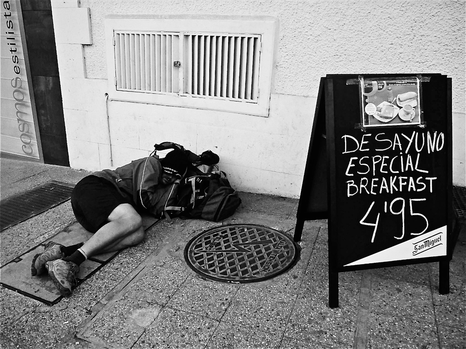 Leon: Sometimes Pete made the tough choice between food and sleep on Camino