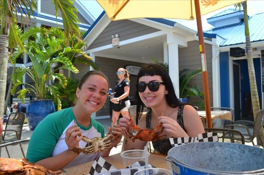 My friend and I (on the right) enjoying some Ocean City delicacies 