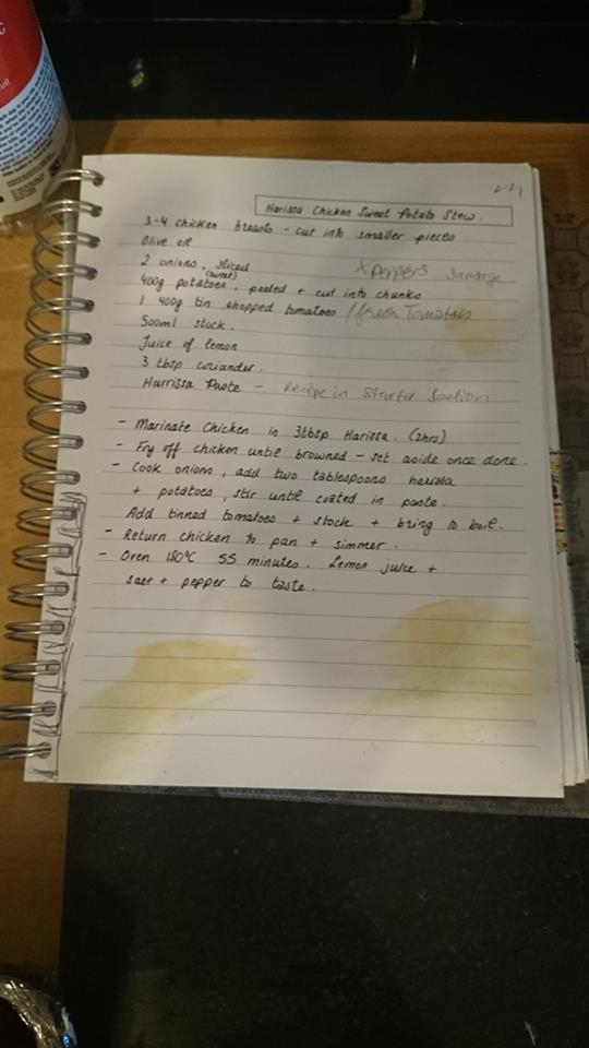This page of my recipe book is a little worse for wear!
