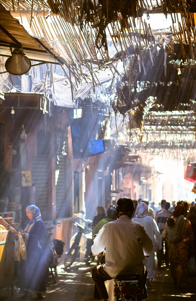 Market full of light in old Medina  looks exacty the same as centuries ago