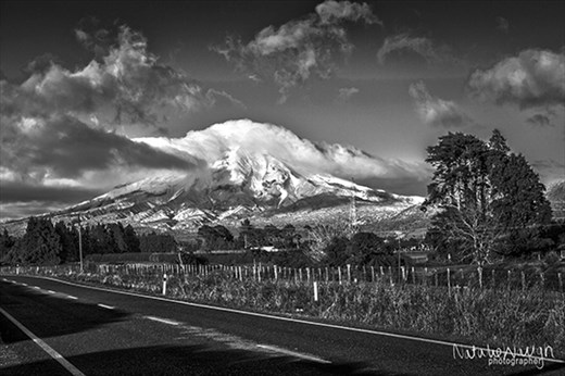 Mount Taranaki's First Dusting of Snow