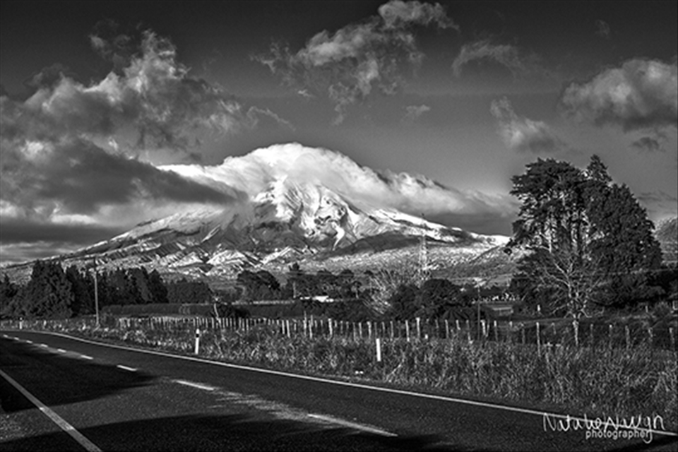 Mount Taranaki's First Dusting of Snow