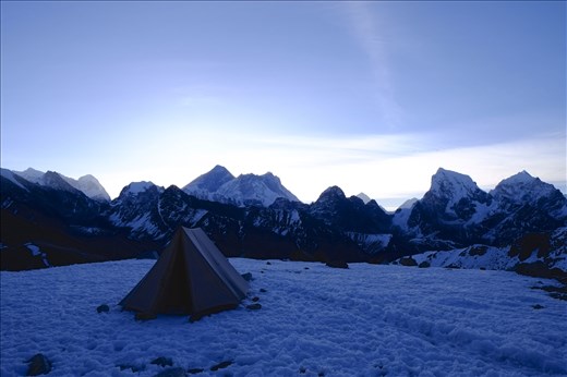 Solace in solitude as day breaks over Everest. Kathmandu is a distant memory.