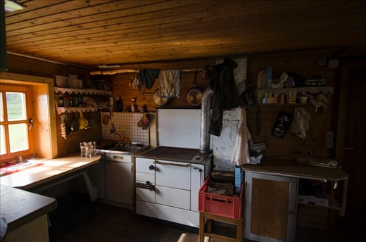 Inside the cabin in the kitchen you have most of the conveniences  of a modern urban home. Running water and an outlet for power.  However,  if you need anything heated including food or water you need  to burn wood.